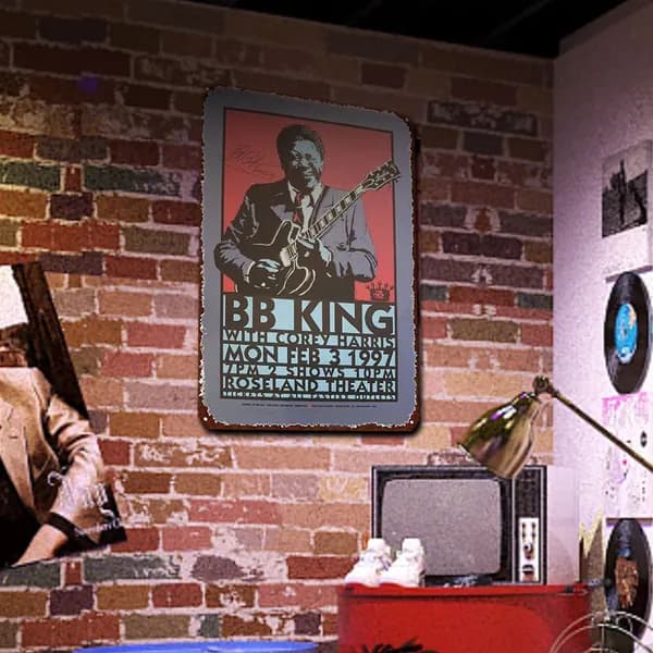 Металлическая картина прямоугольной формы 30 20 см с изображением B. B. King
