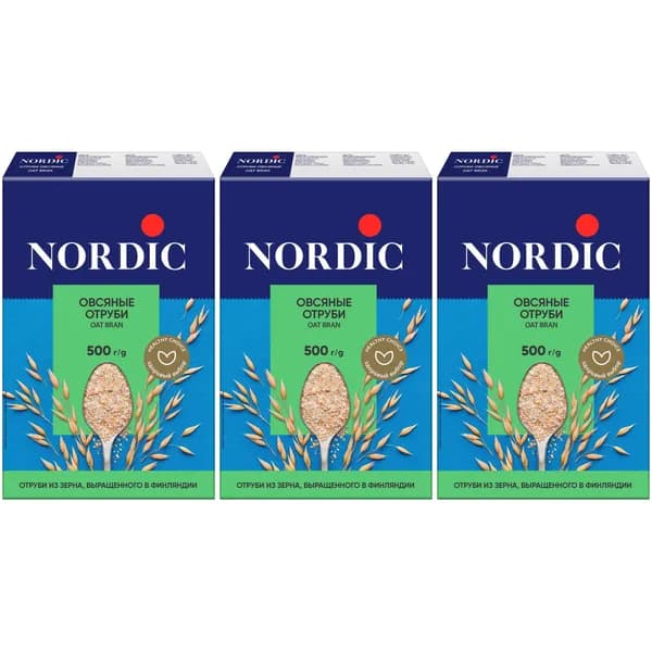 Отруби Nordic овсяные 500 г, набор: 3 штуки