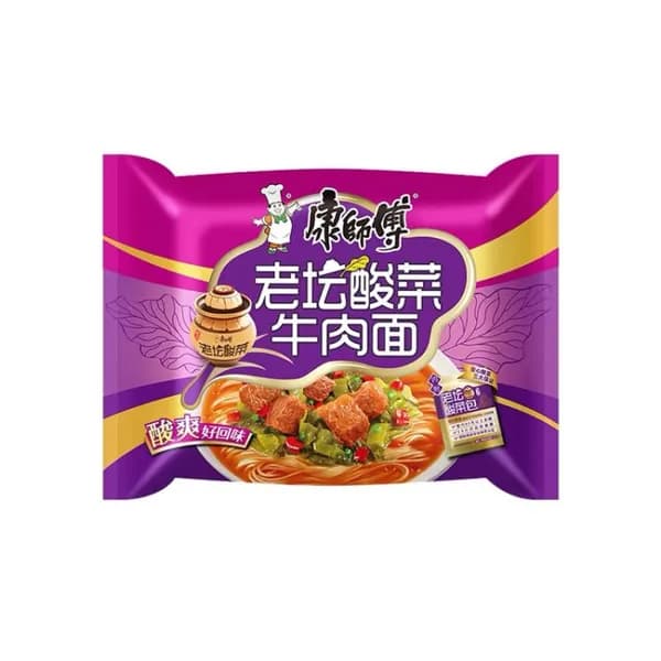 Kangshifu Лапша быстрого приготовления со вкусом квашеной капусты и говядины, 117 г.