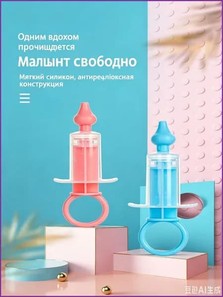 Ручной назальный аспиратор для новорожденных с антиобратной системой, разборная конструкция для легкой стерилизации кипячением