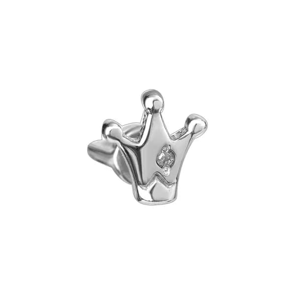 Серебряная серьга-пусета оригами корона с бриллиантом, серебро 925 пробы