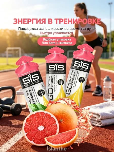 Изотонический энергетический гель SiS Go Isotonic, вкус розовый грейпфрут 3 шт.