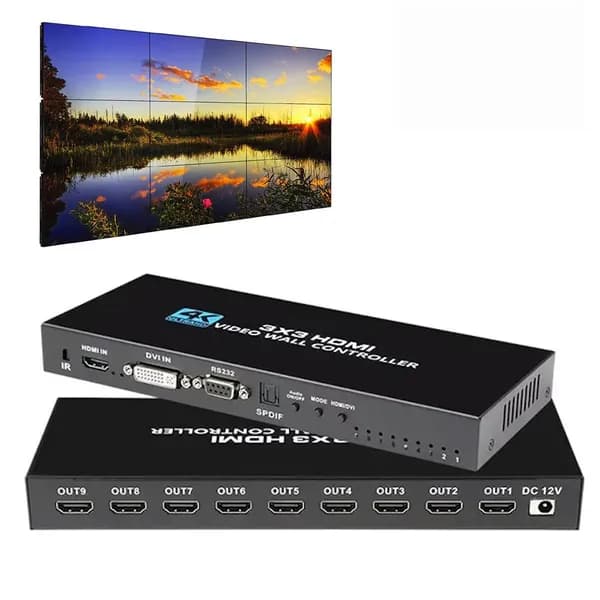 Контроллер видеостены 3x3, 1 вход/9 выходов, HDMI 1.4, RS232, IR (ORIENT HSP3X3WN)