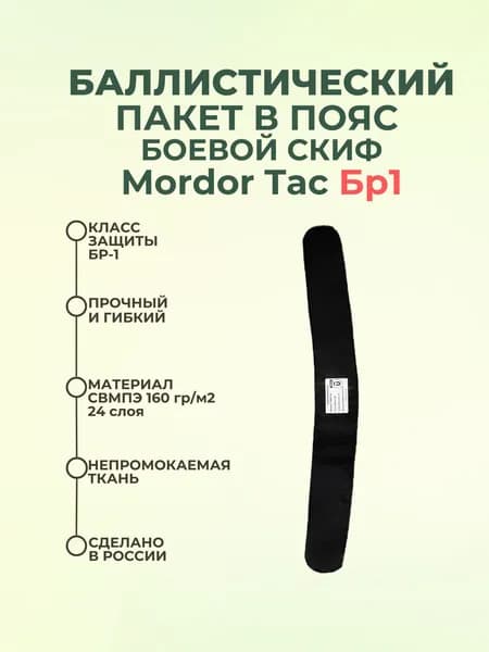 Баллистический пакет в пояс боевой разгрузочный Скиф Mordor Tac, противоосколочный пакет СВМПЭ Бр1.