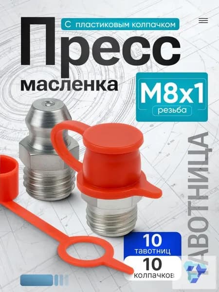 Пресс-маслёнка М8, 10 шт., с колпачком