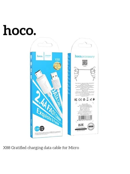 hoco X88 Gratified  1 м Кабель для мобильных устройств, micro, белый, 429069