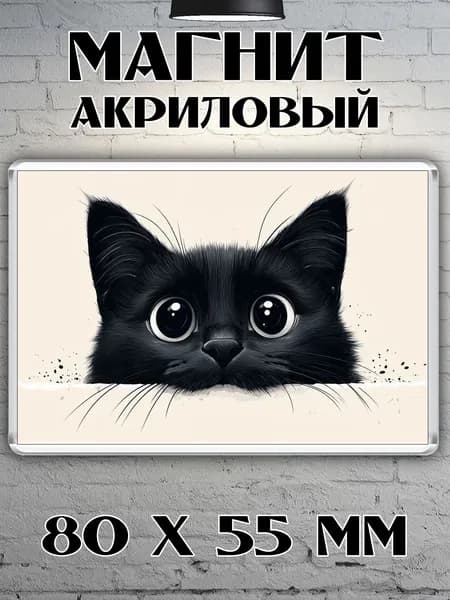 Магнит акриловый "Черный Котик"