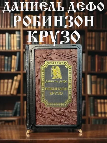 Робинзон Крузо книга Даниэля Дефо в кожаном переплёте, подарочное издание