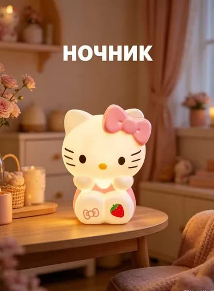лампа настольная, хелоу китти светильник ночник
