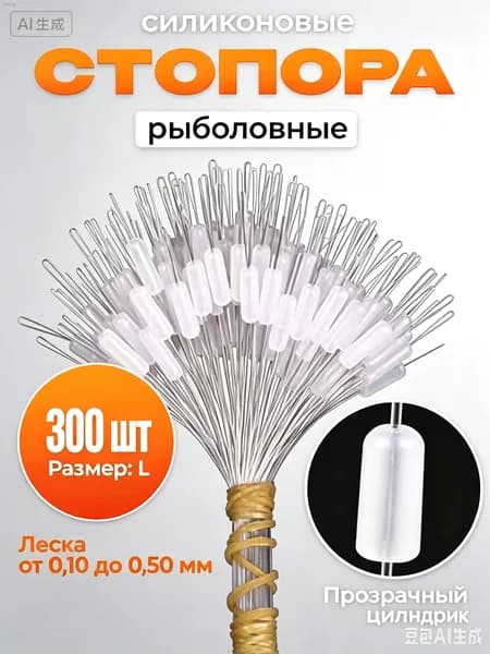Стопора рыболовные прозрачные L. 300шт