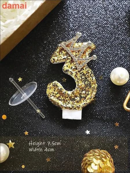 Свечи для торта цифра 3, 8.5 см, 1 шт