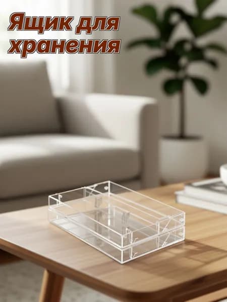 Комплект из 2 прозрачных пластиковых коробок для хранения аудиокассет