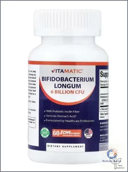 Vitamatic, бифидобактерии лонгум (Bifidobacterium Longum), 60 капсул (США)