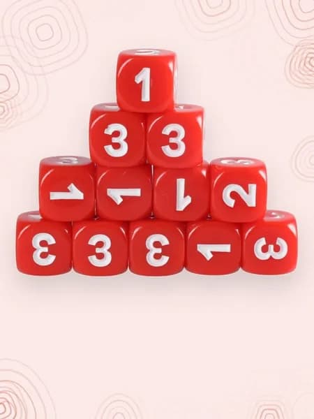 Набор из 12 игральных костей, 13 мм, красный