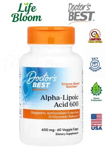 Doctor's Best, альфа-липоевая кислота, 600 мг, 60 вегетарианских капсул