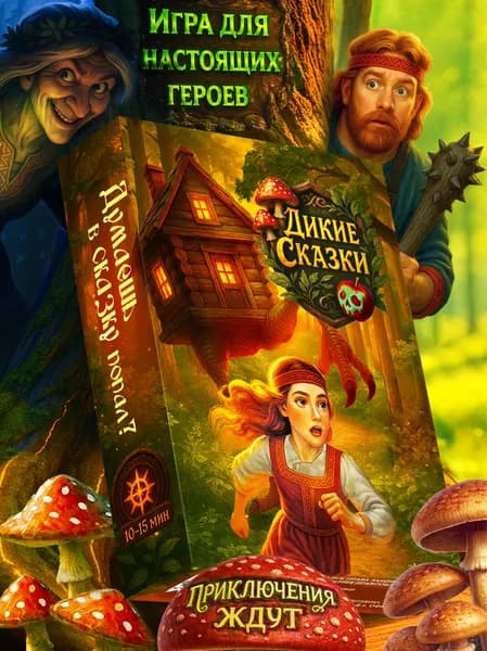 Настольная игра для детей и взрослых для всей семьи и компании друзей. В дорогу в подарок мальчику и девочке. ДИКИЕ СКАЗКИ