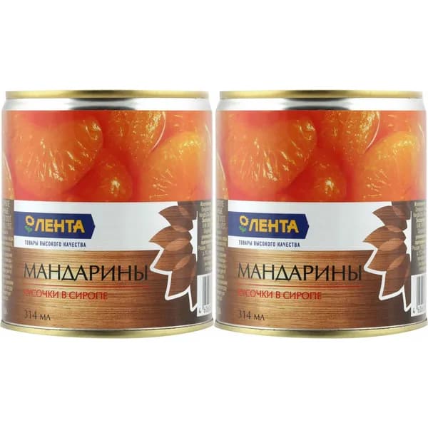 Мандарины Лента в сиропе 314 г, набор: 2 штуки