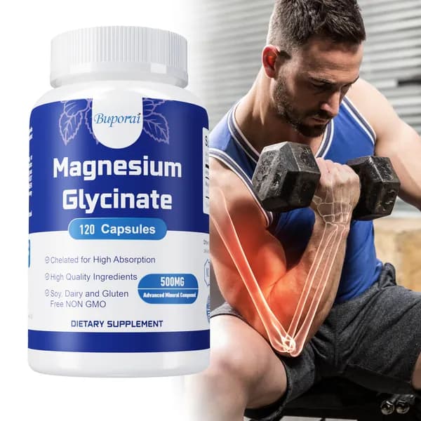 Биологически активная добавка Buporai Magnesium Glycine - содержит 500 мг - поддерживает здоровье костей и функцию мышц