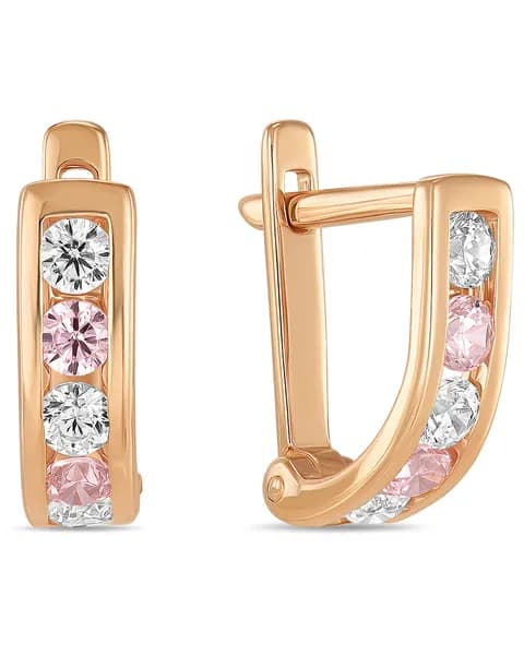 Серьги детские из красного золота дорожки с фианитами MIUZ Diamonds