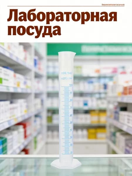 Пластиковый мерный цилиндр прозрачный 100 мл для лабораторного и бытового использования