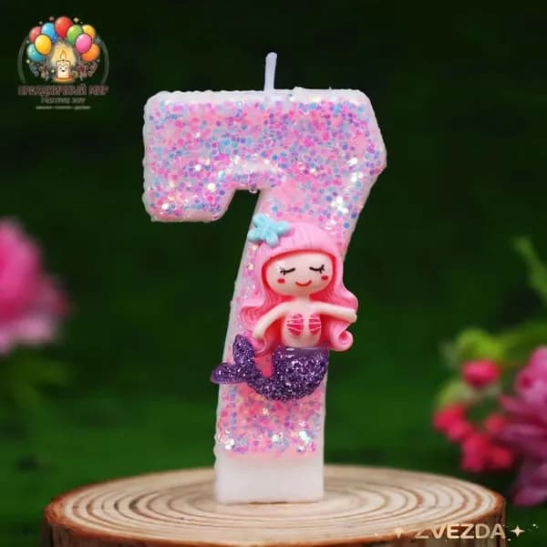 Свечи для торта цифра 7 "Без отдушки", 12 см х 3 см, 1 шт