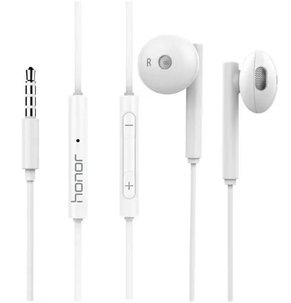 Honor Наушники проводные с микрофоном, 3.5 мм, белый