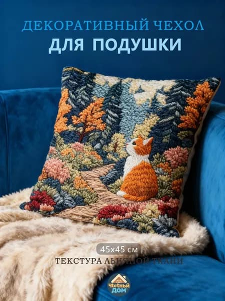 Наволочка 45x45 см 1 шт велюр искусственный, светло-бежевый 3d-эффект