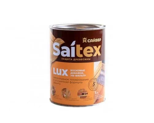 Пропитка,Антисептик,Состав ДЛЯ ЗАЩИТЫ И ДЕКОРА ДРЕВЕСИНЫ "SAITEX" LUX, Бесцветный 1.0 л.