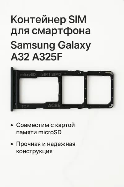 Контейнер SIM для смартфона Samsung Galaxy A32 A325F, Черный, 1 шт.