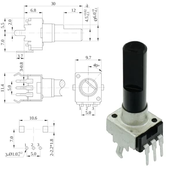 RS09-N-30 100 кОм Резистор переменный (2шт)