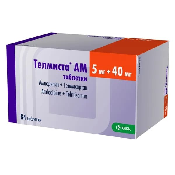 Телмиста АМ, таблетки, 5 мг + 40 мг, 84 шт.