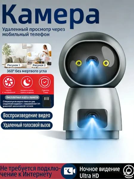 Внутренняя монитор камера видеонаблюдения WIFI с ночным видением, интеллектуальной зоной наблюдения, двусторонней голосовой связью, удаленным мониторингом