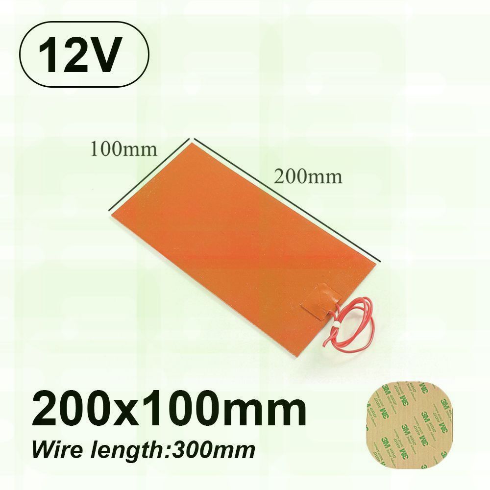 Нагревательная пластина 200х100мм (12V силиконовая), на клейкой основе