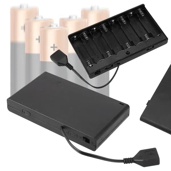 Коробка для хранения батарек АА на 2/3/4/6/8 часов с выключателями и USB-портом