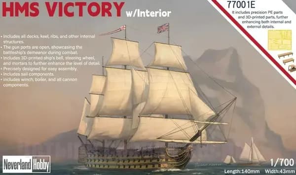 Neverland Hobby N77001E 1/700 HMS Victory, внутренняя "элитная версия" модели корабля Kit