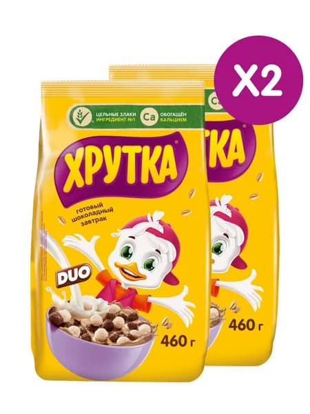 Готовый завтрак "Хрутка DUO" Шарики обогащенные кальцием 460 г 2 шт