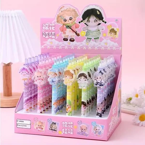 Магнитная ручка с наклейкой Cotton Doll, 0.5 мм, пластиковая, с магнитным клипом милый дизайн