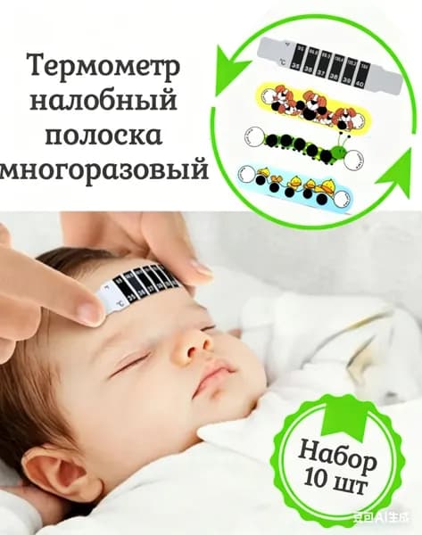 Термометр налобный полоска набор 10 шт