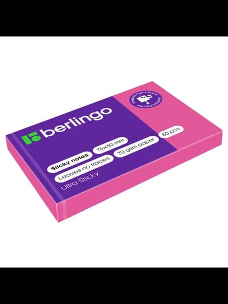 Самоклеящийся блок Berlingo "Ultra Sticky" 50*75мм 80л