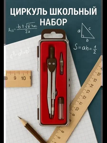 Набор циркулей для черчения с грифелями в футляре