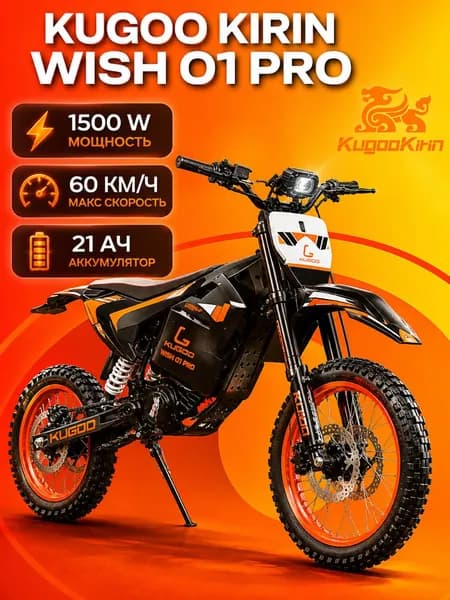 Электропитбайк Kugoo Wish 01 Pro, 60v/ 21ah/ 1500w для детей и взрослых