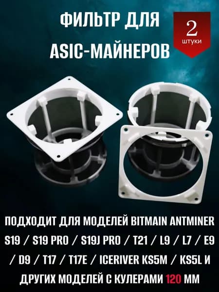 2шт Фильтр для асика S21, S19, T21, L9, быстросъемный комплект 100 мм E9, ks5l, ks5m antminer bitmain iceriver от пыли и насекомых. Система охлаждения для асика/майнера.