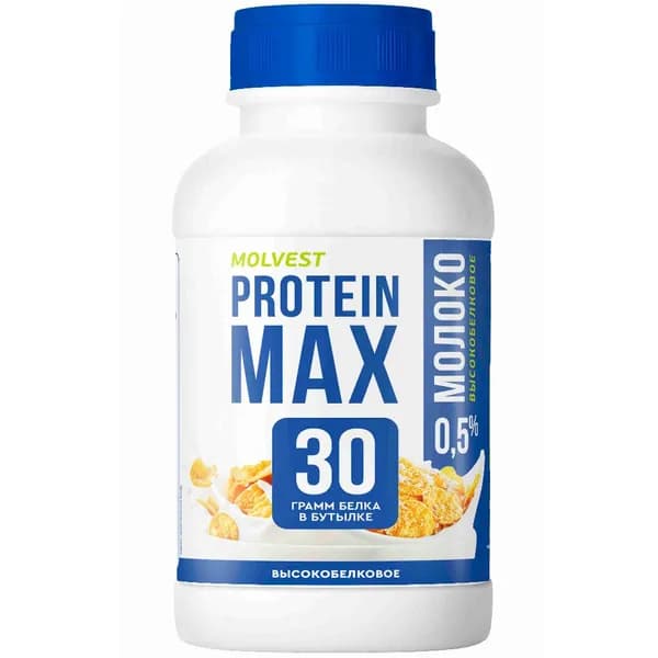 Молоко ультрапастеризованное с высоким содержанием белка Protein Max 0,5%, 450 г, Molvest