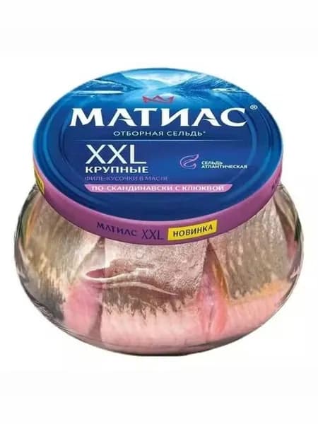 Сельдь Матиас По-скандинавски кусочки филе с клюквой 260 г