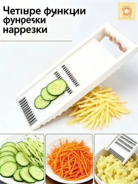 Универсальная овощерезка с 6 сменными лезвиями для нарезки, шинковки и тёрки