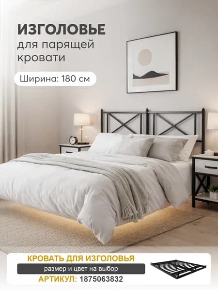 Изголовье для кровати Лофт 180 см металлическое, Черный