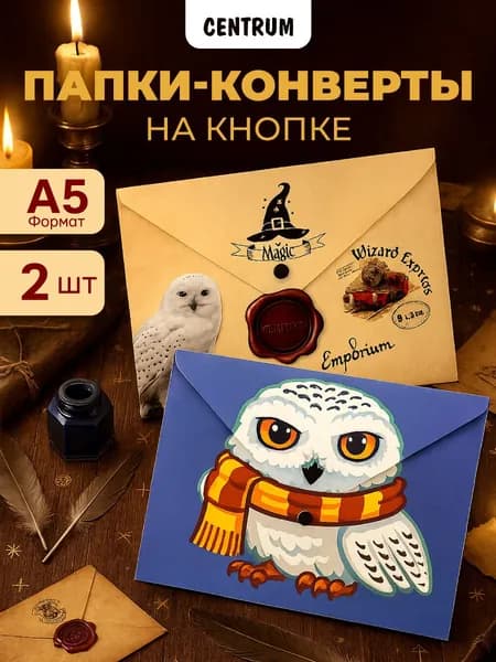 Набор папок с двусторонней печатью А5 на кнопке Гарри Поттер