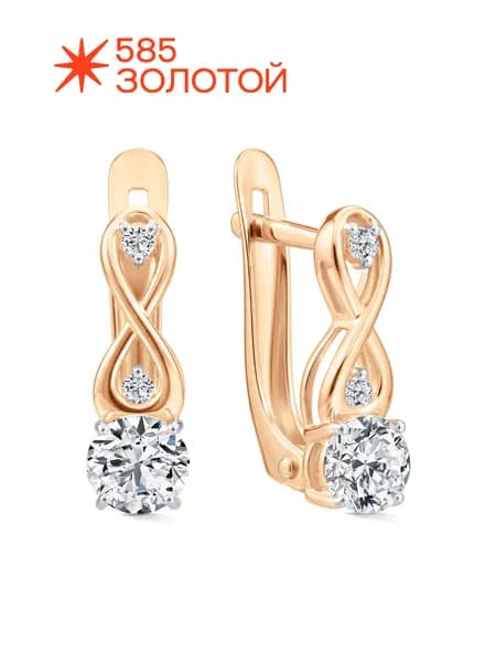 Серьги женские золотые 375 пробы с фианитами