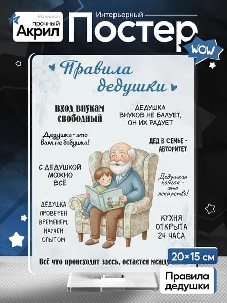 Акриловый постер Father's Day Правила Дедушки