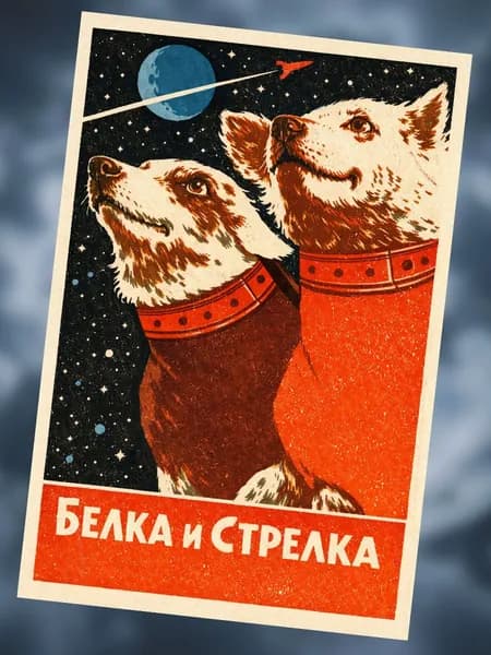 Постер "Белка и Стрелка", 29.7х42см, А3, глянцевый